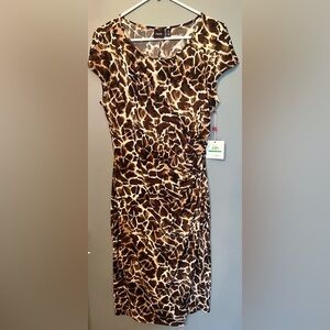Rafaella Leopard Print dress in Brown and Cream size large NWT